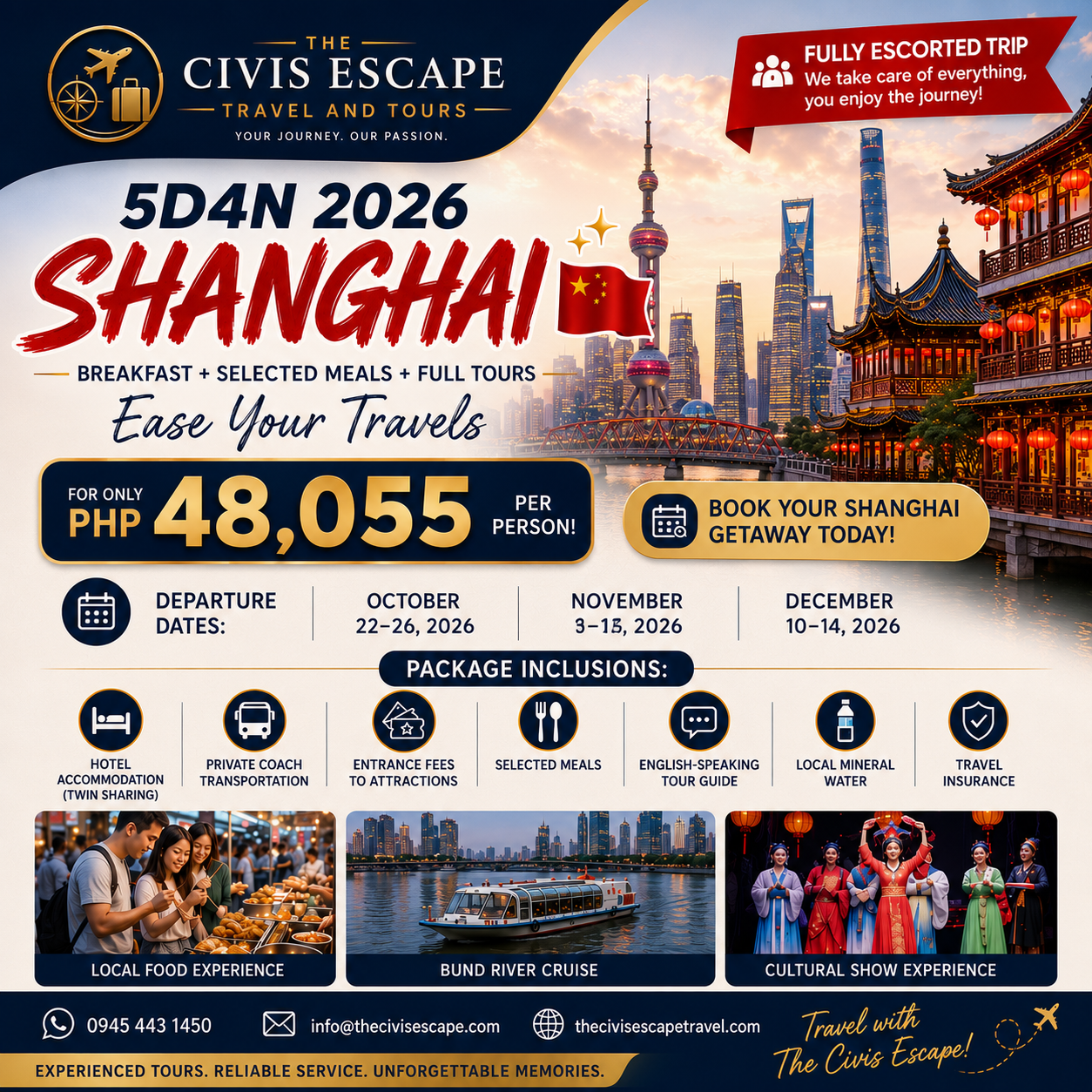 Shanghai 2026 fully escorted tour poster by The Civis Escape